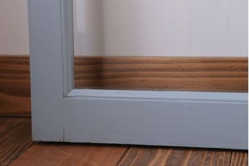 アンティーク　ブルーグレーペイントのガラス戸4枚セット(窓)