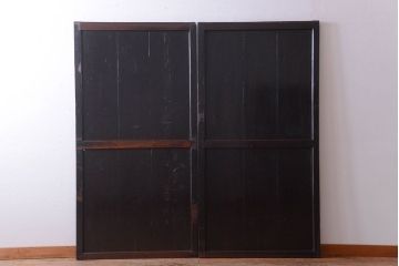 古民具・骨董　古い木製のアンティーク帯戸2枚セット