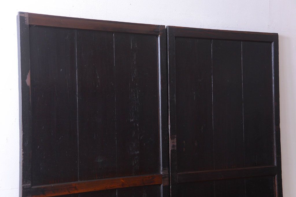 古民具・骨董　古い木製のアンティーク帯戸2枚セット