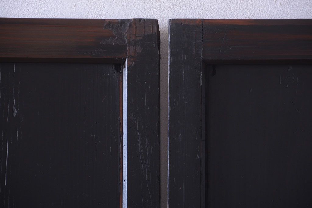 古民具・骨董　古い木製のアンティーク帯戸2枚セット