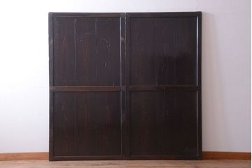 古民具・骨董　古い木製のアンティーク帯戸2枚セット