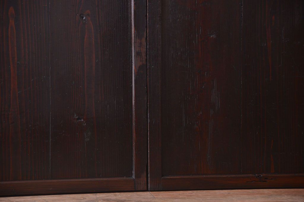 古民具・骨董　古い木製のアンティーク帯戸2枚セット