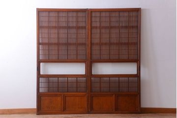 アンティーク　レトロな古い木の格子戸2枚セット