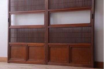アンティーク　レトロな古い木の格子戸2枚セット