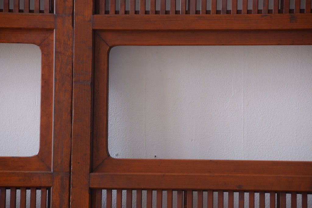 アンティーク　レトロな古い木の格子戸2枚セット