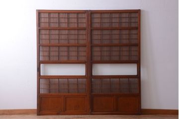 アンティーク　レトロな古い木の格子戸2枚セット