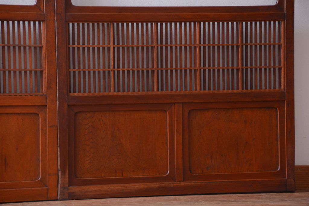 アンティーク　レトロな古い木の格子戸2枚セット