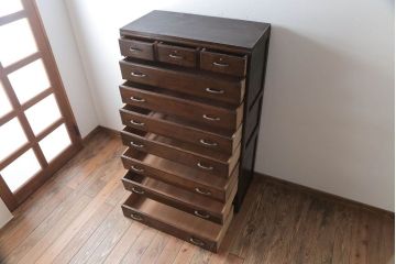 アンティーク家具　アンティーク　シンプルで上品な古い木の2段重ねチェスト