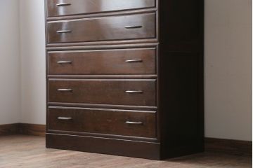 アンティーク家具　アンティーク　シンプルで上品な古い木の2段重ねチェスト