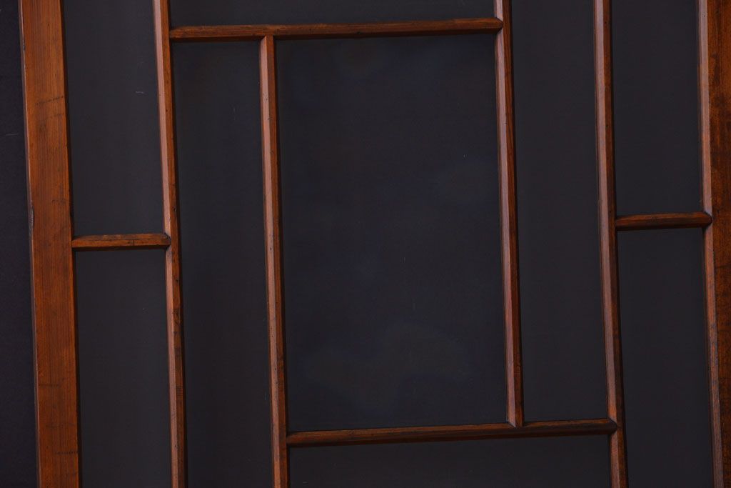 大正ロマン　モダンなデザインのアンティークガラス戸2枚セット