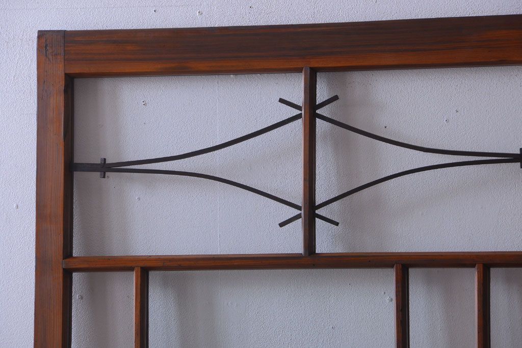 大正ロマン　モダンなデザインのアンティークガラス戸2枚セット