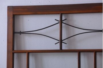 大正ロマン　モダンなデザインのアンティークガラス戸2枚セット