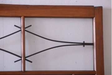 大正ロマン　モダンなデザインのアンティークガラス戸2枚セット