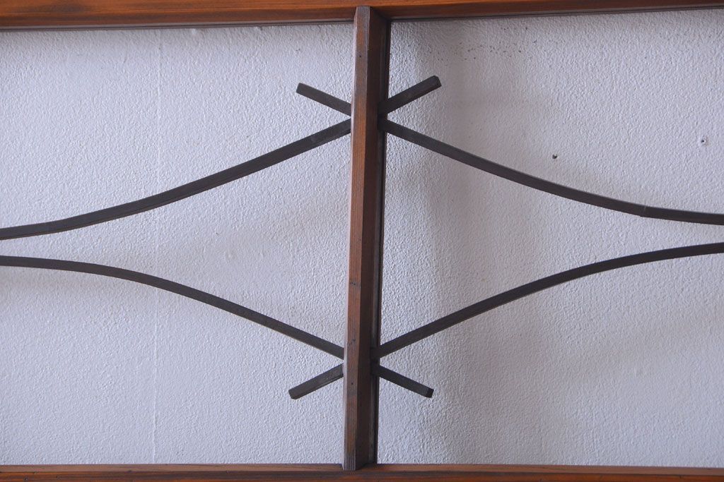 大正ロマン　モダンなデザインのアンティークガラス戸2枚セット