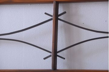 大正ロマン　モダンなデザインのアンティークガラス戸2枚セット