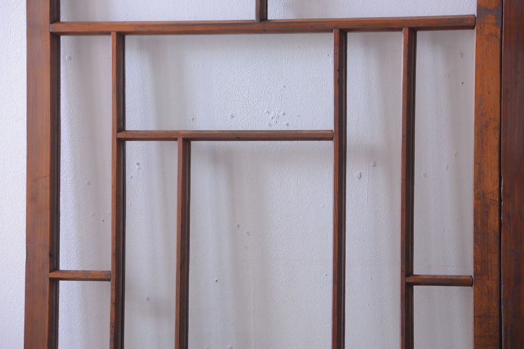 大正ロマン　モダンなデザインのアンティークガラス戸2枚セット