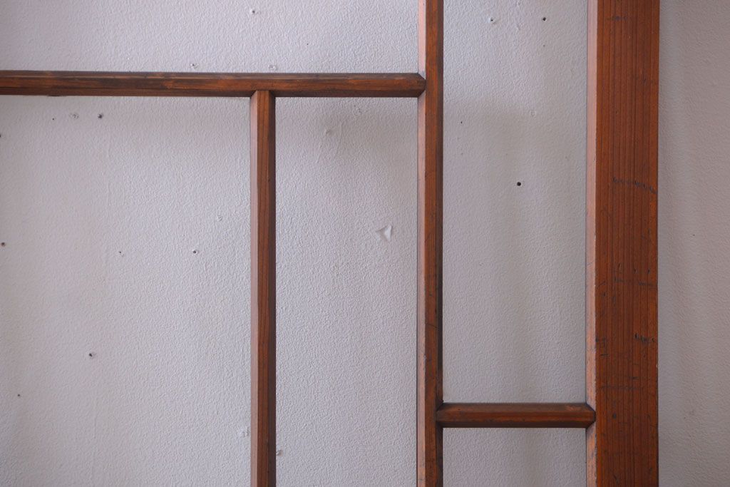 大正ロマン　モダンなデザインのアンティークガラス戸2枚セット