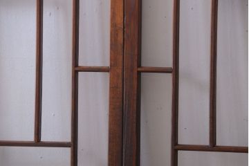 大正ロマン　モダンなデザインのアンティークガラス戸2枚セット