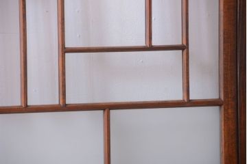 大正ロマン　モダンなデザインのアンティークガラス戸2枚セット