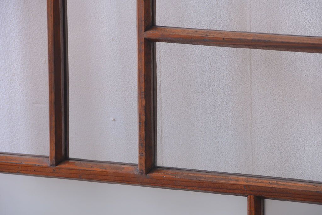 大正ロマン　モダンなデザインのアンティークガラス戸2枚セット