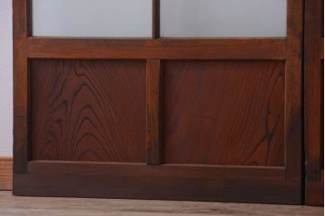 大正ロマン　モダンなデザインのアンティークガラス戸2枚セット