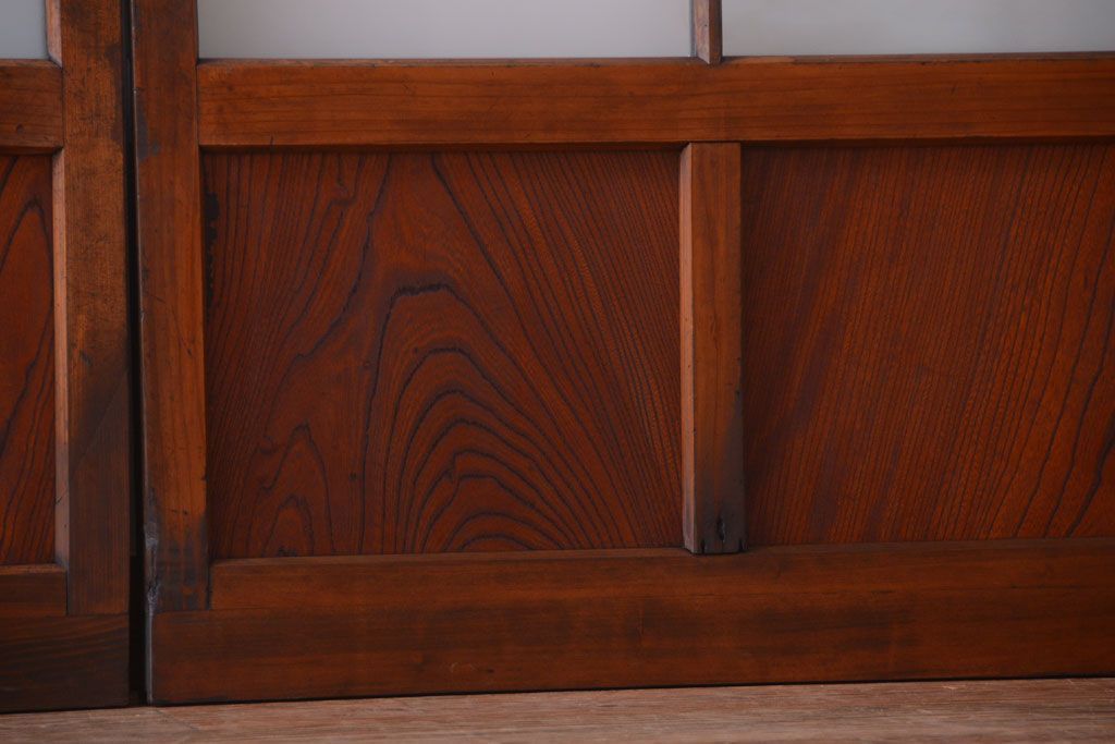 大正ロマン　モダンなデザインのアンティークガラス戸2枚セット