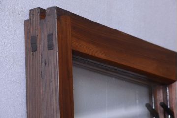 大正ロマン　モダンなデザインのアンティークガラス戸2枚セット