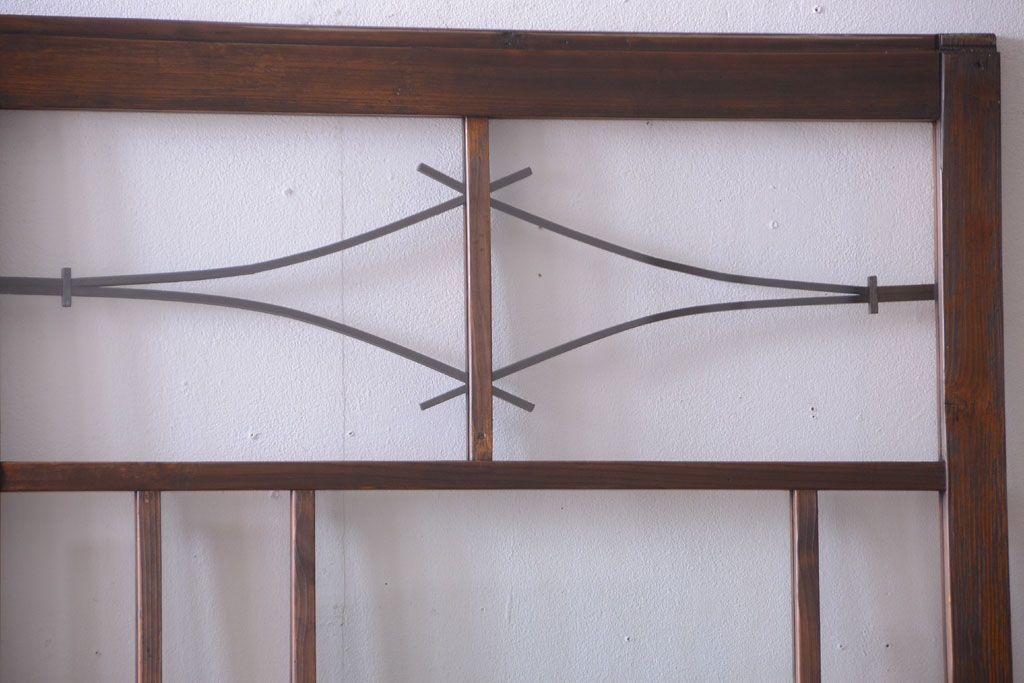 大正ロマン　モダンなデザインのアンティークガラス戸2枚セット