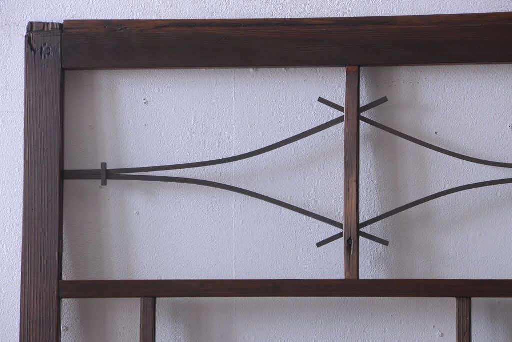 大正ロマン　モダンなデザインのアンティークガラス戸2枚セット