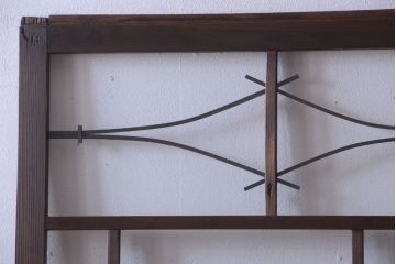 大正ロマン　モダンなデザインのアンティークガラス戸2枚セット