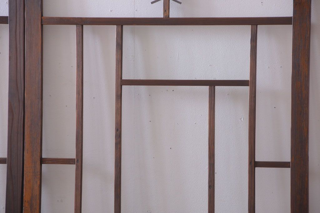 大正ロマン　モダンなデザインのアンティークガラス戸2枚セット