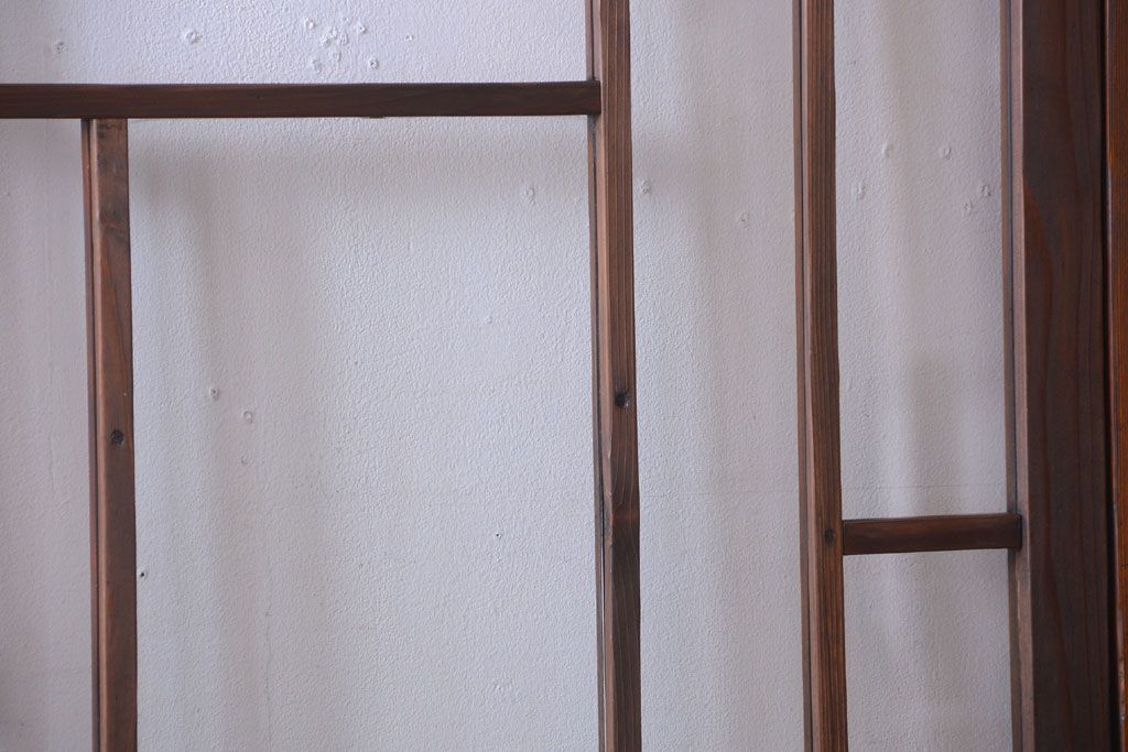 大正ロマン　モダンなデザインのアンティークガラス戸2枚セット