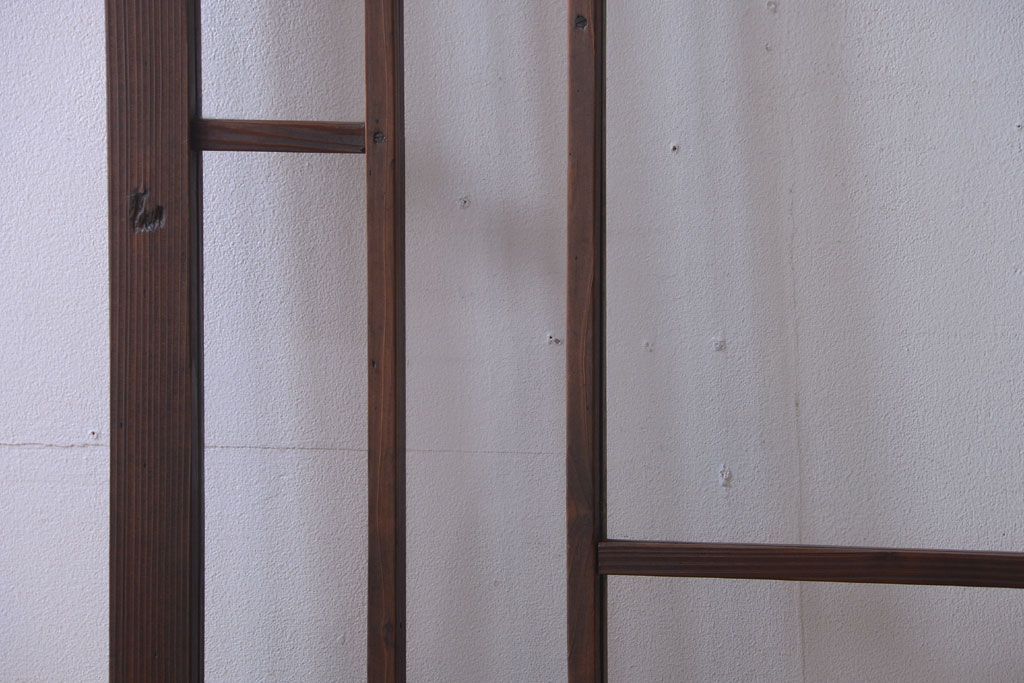 大正ロマン　モダンなデザインのアンティークガラス戸2枚セット