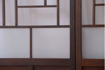 大正ロマン　モダンなデザインのアンティークガラス戸2枚セット