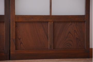 大正ロマン　モダンなデザインのアンティークガラス戸2枚セット