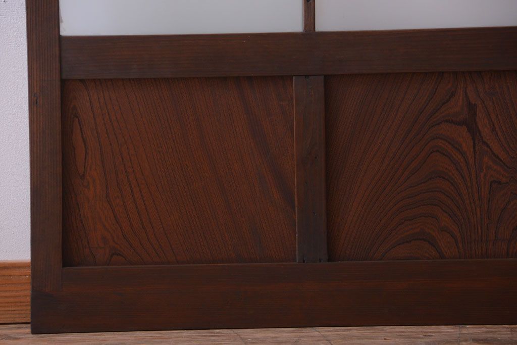 大正ロマン　モダンなデザインのアンティークガラス戸2枚セット