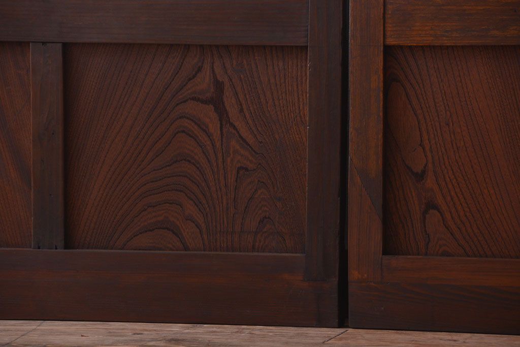 大正ロマン　モダンなデザインのアンティークガラス戸2枚セット