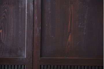 古民具・骨董　明治〜大正期　裏障子付き!古い木のアンティーク格子帯戸4枚セット