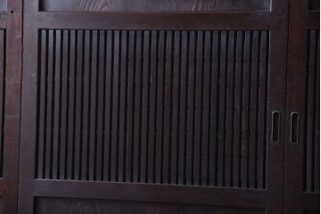 古民具・骨董　明治〜大正期　裏障子付き!古い木のアンティーク格子帯戸4枚セット