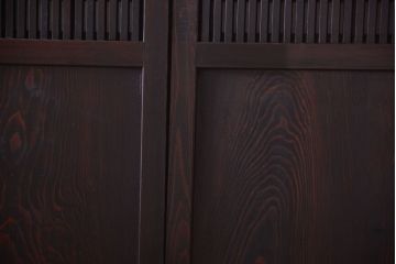 古民具・骨董　明治〜大正期　裏障子付き!古い木のアンティーク格子帯戸4枚セット