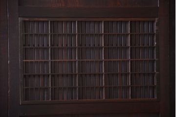 古民具・骨董　明治〜大正期　裏障子付き!古い木のアンティーク格子帯戸4枚セット