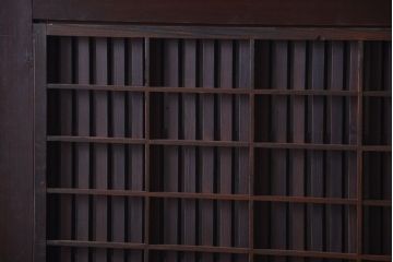 古民具・骨董　明治〜大正期　裏障子付き!古い木のアンティーク格子帯戸4枚セット
