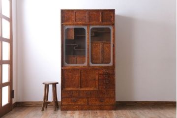 アンティーク家具　古民具・骨董　タモ玉杢材!上質なアンティーク茶箪笥