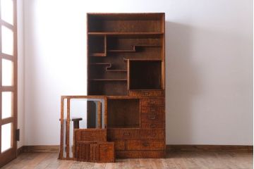 アンティーク家具　古民具・骨董　タモ玉杢材!上質なアンティーク茶箪笥