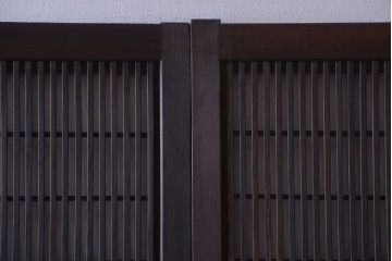 古民具・骨董　裏障子付き!ダイヤガラス帯のアンティーク格子戸4枚セット