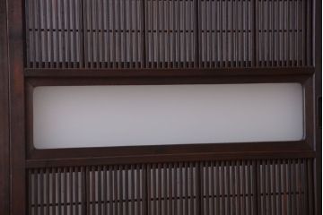 古民具・骨董　裏障子付き!ダイヤガラス帯のアンティーク格子戸4枚セット