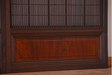 古民具・骨董　裏障子付き!ダイヤガラス帯のアンティーク格子戸4枚セット