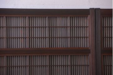 古民具・骨董　裏障子付き!ダイヤガラス帯のアンティーク格子戸4枚セット