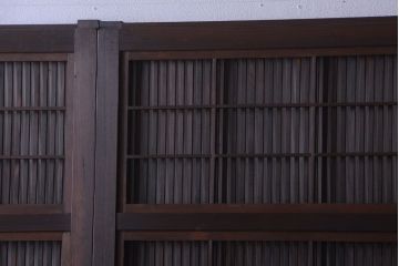 古民具・骨董　裏障子付き!ダイヤガラス帯のアンティーク格子戸4枚セット