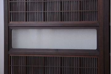 古民具・骨董　裏障子付き!ダイヤガラス帯のアンティーク格子戸4枚セット